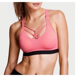 Victoria Sport Lightweight Pink Crossback Sports Bra 36B Caged Pushup Activewear